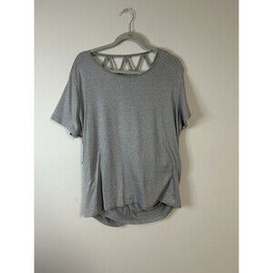 SHEIN Curve Plus Size 2XL Gray Criss Cross Back Wrap Blouse